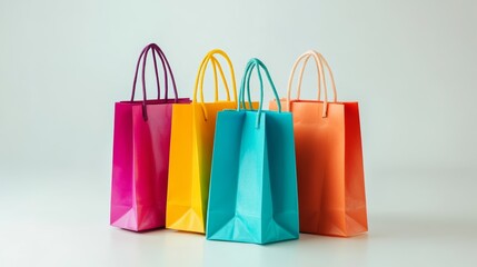 High quality detailed image of shopping bags filled with groceries on isolated pure white background