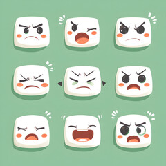 Cute Marshmallow Emoticons  Happy  Sad  Angry Faces