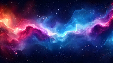 Fototapeta premium Abstract Nebula and Starfield in Deep Space Featuring Vivid Blue Purple and Red Colors Creating a Cosmic Galaxy Scenery