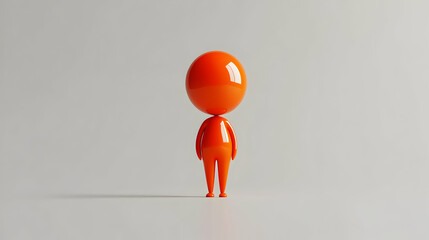 Abstract Orange Humanoid Figure Standing on Gray Surface in Studio Setting