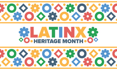 Fototapeta premium Latinx Heritage Month. National Hispanic Heritage Month. Hispanic and Latino Americans culture. Celebrate annual in United States. Poster, card, banner and background. Vector illustration
