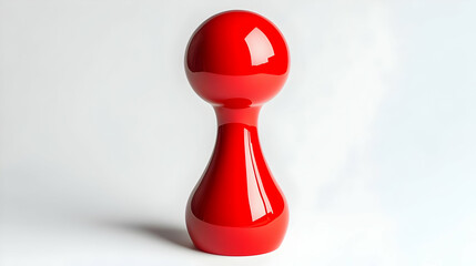 Abstract Red Hourglass Figure with Spherical Top and Bottom on White Surface in Studio Lighting with Smooth and Glossy Texture