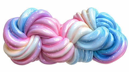 Abstract Swirling Infinity Loop in Pastel Colors with Iridescent Highlights on a White Background Smooth Twisted and Intertwined Forms
