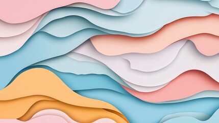 eye-catching graphic design background featuring overlapping cut paper layers in pastel colors. Ideal for creative projects, it provides a contemporary feel perfect for branding or advertising