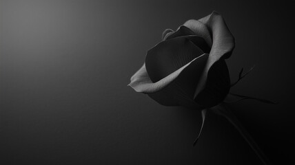 Elegant black rose on dark background