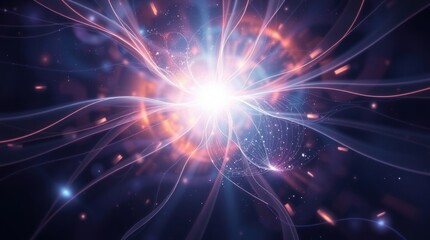 Fototapeta premium Abstract Energy Burst with Glowing Light Trails and Particle Effects