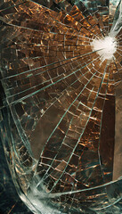 Cracked Glass Mosaic With Intricate Patterns And Depth.