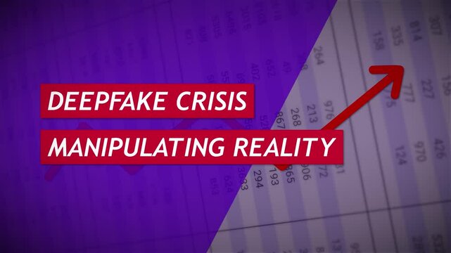 Animation Showing Deepfake Crisis, Manipulating Reality, Numbers on the Background