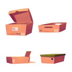 set of cardboard boxes isolated
