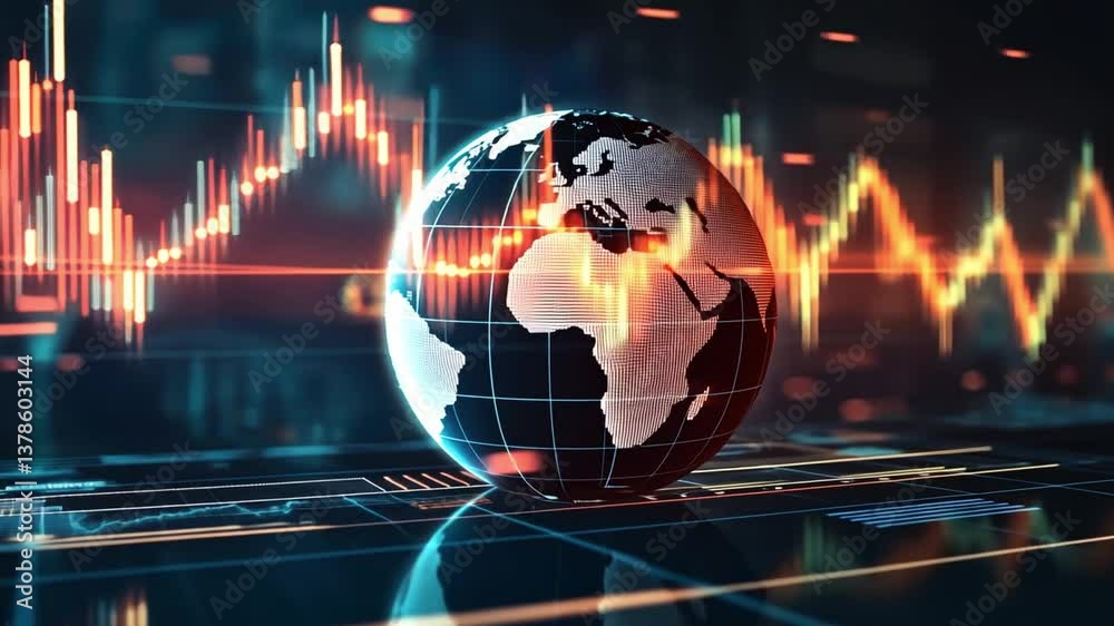 Poster abstract global network visualization with data analytics, technology backdrop, digital elements, an