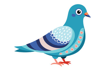 Fototapeta premium Detailed Blue Pigeon with Heart Accents on Transparent Background