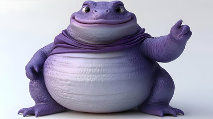 Adorable Purple Frog Character with Friendly Smile Standing on White Background with Textured Skin and Playful Expression