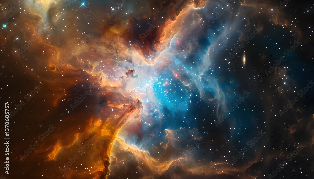 Poster a goddess of light standing in the heart of a supernova, weaving celestial threads of pure energy in