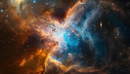 A goddess of light standing in the heart of a supernova, weaving celestial threads of pure energy into new galaxies