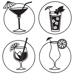 silhouette of alcoholic cocktail icon set vector