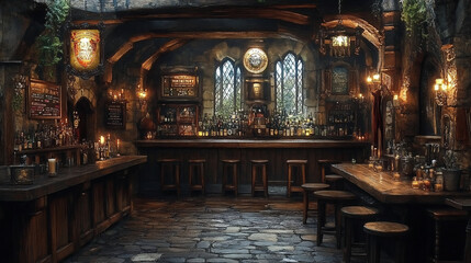 中世ファンタジー風の酒場の内装イメージ