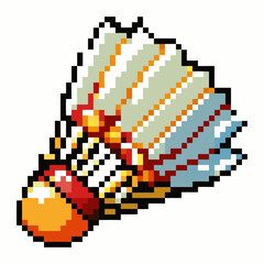 Obraz premium Pixel Art Badminton Shuttlecock Icon in Retro Gaming Style