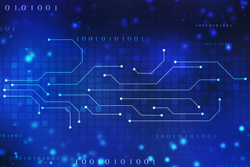 Abstract futuristic circuit board Illustration, Circuit board with various technology elements. Abstract Futuristic technology lines