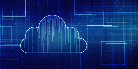 2d illustration of Cloud computing, Cloud Computing Concept, Cloud computing concept. Abstract cloud connection technology background, internet data storage, database and mobile server concept