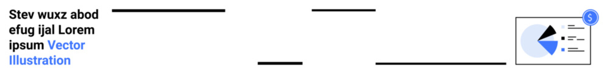 Abstract diagram featuring placeholder text, horizontal lines, and a data pie chart. Ideal for analytics, data management, tech, infographics, presentations, workflow concept mapping simple landing