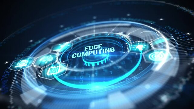 Edge computing modern IT technology on virtual screen. Business, technology, internet and networking concept.