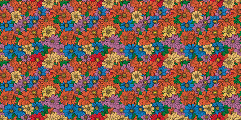 Bright floral pattern with vibrant colors for seamless background or texture design. color flower pattern