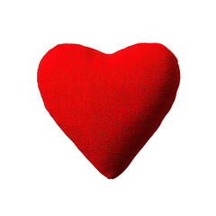 Fototapeta premium A vibrant red heart shaped pillow with soft texture, symbolizing love and affection, isolated on transparency background. Perfect for romantic or cozy settings