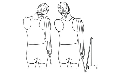 Neck and Shoulder Resistance Band Exercise Step-by-Step Workout Illustration