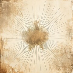 Retro-inspired sunburst design with soft sepia tones and a weathered appearance reminiscent of aged film posters
