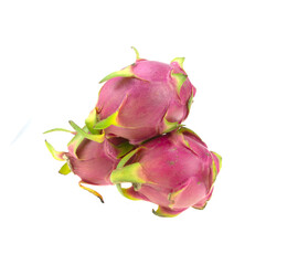 Three dragon fruits isolated on white background
