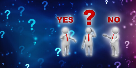 Question Mark and Globe in digital background. 3d rendering