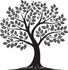 Obraz premium vector tree silhouette, tree vector illustration, tree vector isolated on white background