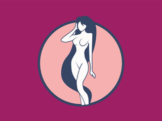 minimalist graphic illustration featuring a female figure