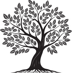 vector tree silhouette, tree vector illustration, tree vector isolated on white background