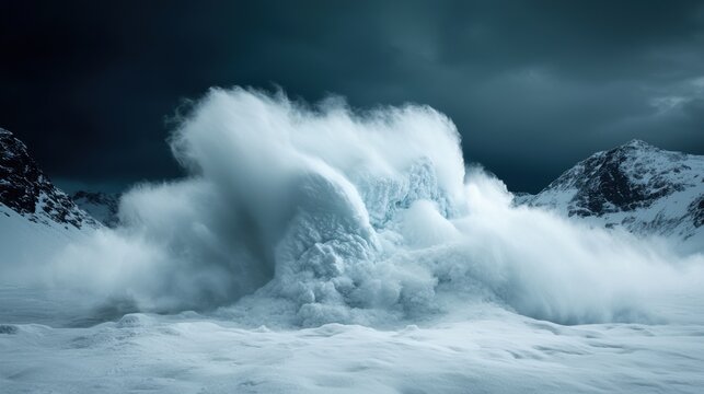 climate change impacts, unusual deep snowfall blankets a frozen landscape, representing drastic weather changes