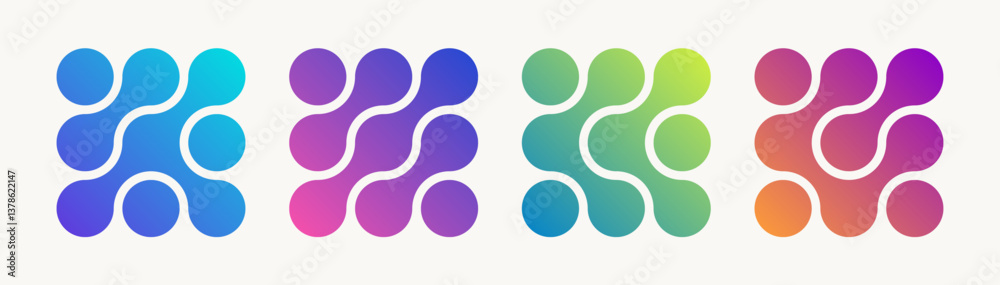 Canvas Prints set of colourful abstract composition of bold circles connected to each other. liquid shapes in diff