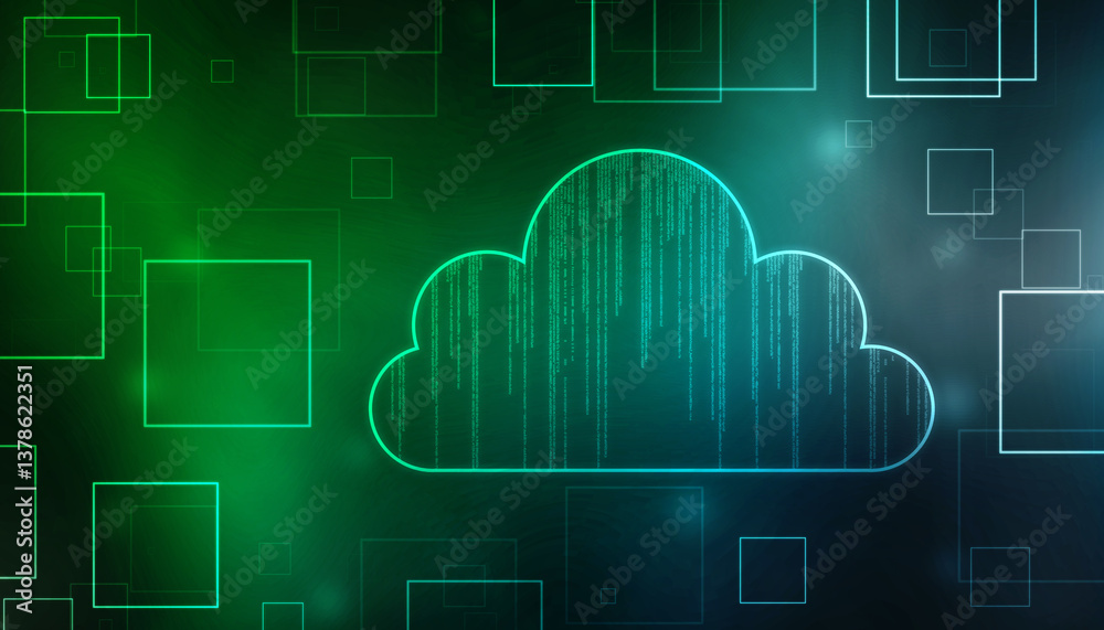 Poster 2d illustration of cloud computing, cloud computing concept, cloud computing concept. abstract cloud