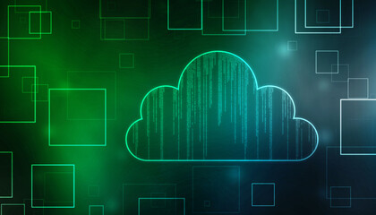 2d illustration of Cloud computing, Cloud Computing Concept, Cloud computing concept. Abstract cloud connection technology background, internet data storage, database and mobile server concept