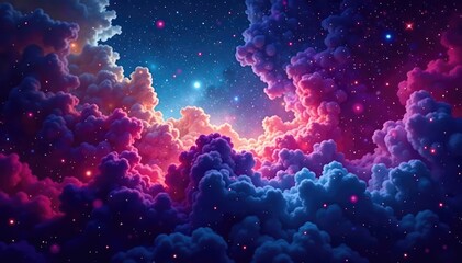 Fototapeta premium Abstract swirling nebula, cosmic seamless repeat , night, canvas