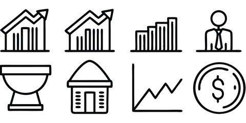 Editable Investment Icons Set – Customizable Line-Based Finance Symbols