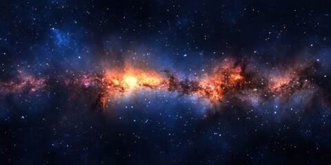 Fototapeta premium Captivating cosmic panorama showcasing a dazzling array of stars in the vast night sky, highlighting a stunning galaxy in the depths of outer space