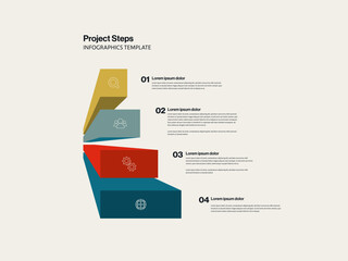 Project Steps Infographics Template with Columns. Editable eps10 vector. Minimal design illustration