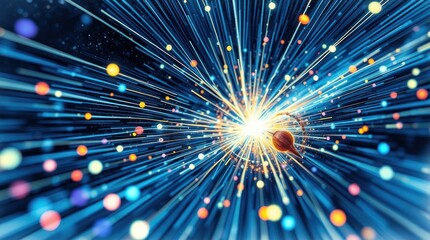 Fototapeta premium Abstract Data Stream Visualization with Glowing Lines and Colorful Particles