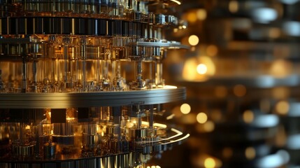 AI-powered quantum computing system optimizing deep learning algorithms, futuristic AI interface,