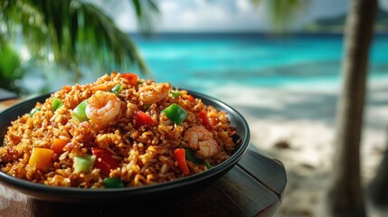 Tropical Shrimp Fried Rice Beach Food Menu