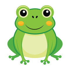 Fototapeta premium Cheerful Green Frog with Cartoon Eyes on White Transparent Background
