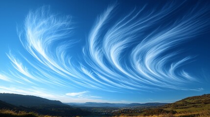 Obraz premium Dramatic White Clouds Blue Sky Landscape