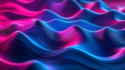Abstract wavy lines with colorful neon blue and pink gradients
