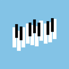 Piano Keys Flat Object over Blue Background. Vector Illustration of Arts Musical Festival Instrument.