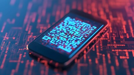 Mobile Phone Scanning QR Code for Secure Online Transactions, 3D